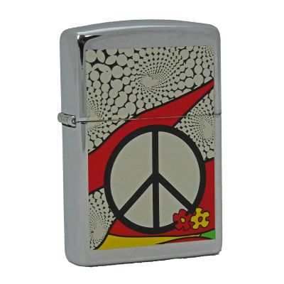 Accendino a benzina zippo, modello Peace, stampa