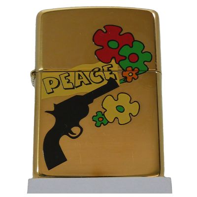 Accendino a benzina zippo, modello Peace & Gun, Brass, stampa