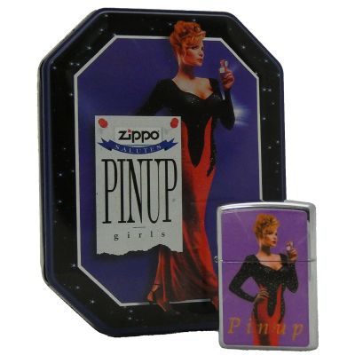 Accendino a benzina zippo, modello Pin up, placca in resina