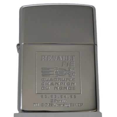 Accendino a benzina zippo, modello Renault Corse, inciso