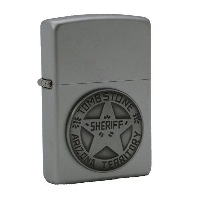 Accendino a benzina zippo, modello Sheriff, placca