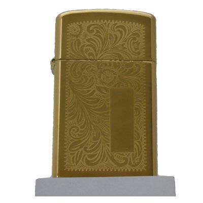 Accendino a benzina zippo slim, modello Veneziano Brass, inciso