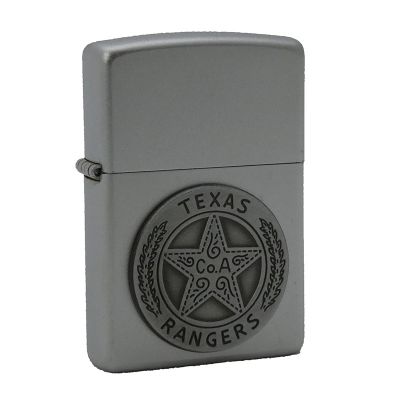 Accendino a benzina zippo, modello Texas Rangers, placca