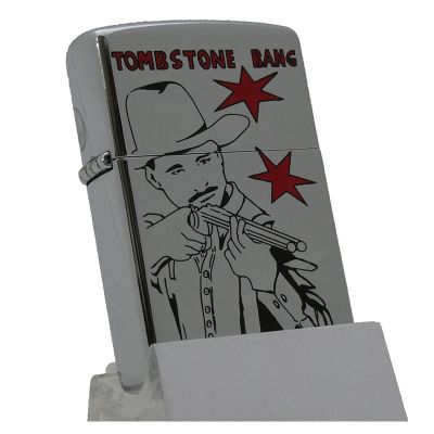 Accendino a benzina zippo, modello Tombstone Bang, stampa