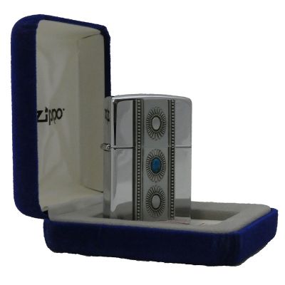 Accendino a benzina zippo, modello Totem Pole, placca