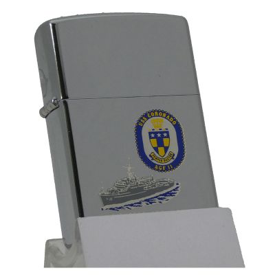 Accendino a benzina zippo, modello USS Coronado AGF11, stampa