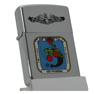 Accendino a benzina zippo, modello USS Pasadena, stampa
