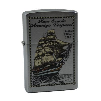 Accendino a benzina zippo, modello Vespucci, stampa