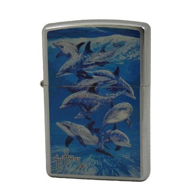 Accendino a benzina zippo, modello Dolphins by Guy Harvey, stampa