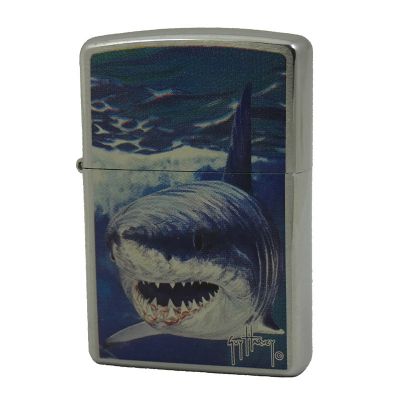 Accendino a benzina zippo, modello Shark by Guy Harvey, stampa