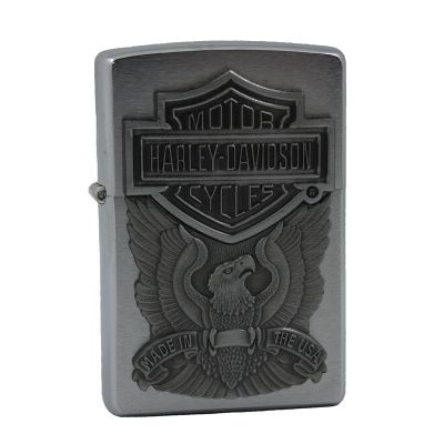 Accendino a benzina zippo, modello Harley Davidson Made in the USA, placca