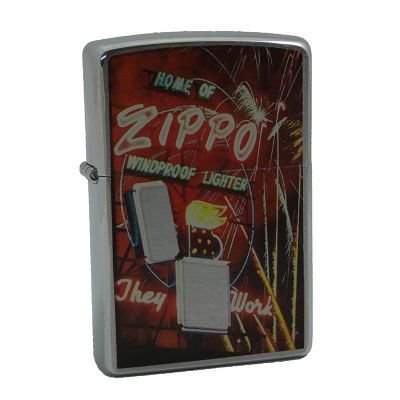 Accendino a benzina zippo, modello Neon Sign, stampa