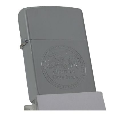 Accendino a benzina zippo, modello American Presidents, inciso