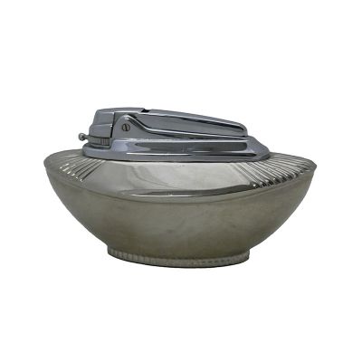 Accendino a gas Ronson premiere da tavolo con base in metallo cromato