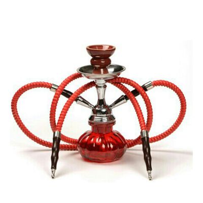 Narghilè rosso a due tubi altezza 25 cm