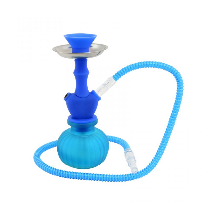 Narghilè in silicone a un tubo altezza 25 cm con base in vetro disponibile in 3 colori