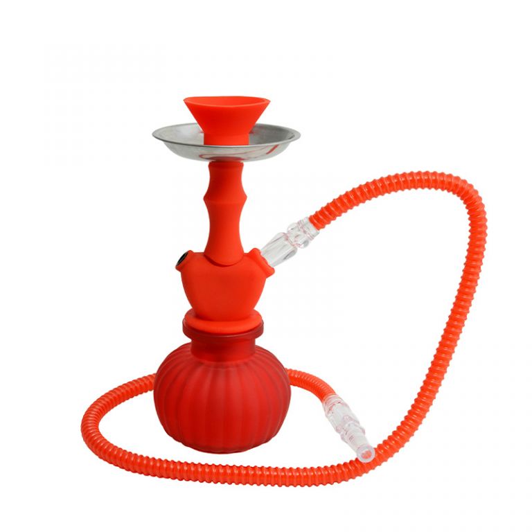 Narghilè in silicone a un tubo altezza 25 cm con base in vetro disponibile in 3 colori