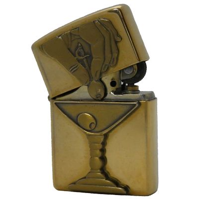 Accendino a benzina zippo, modello Brass Martini, placca
