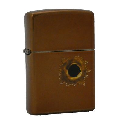 Accendino a benzina zippo, modello bullet hole, stampa