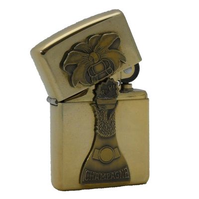 Accendino a benzina zippo, modello Champagne, placca