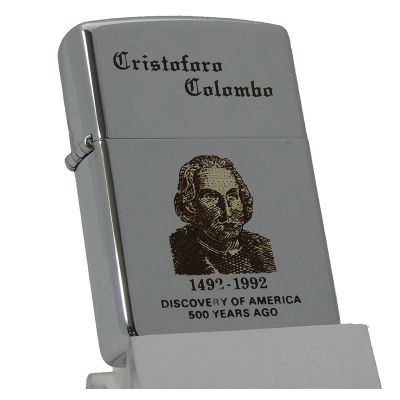 Accendino a benzina zippo, modello Cristoforo Colombo, stampa